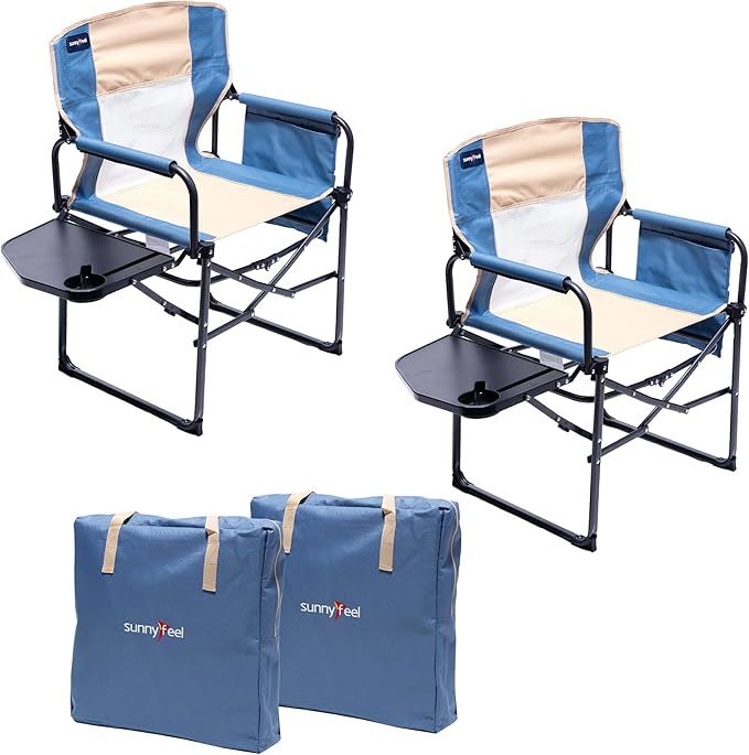 SUNNYFEEL Camping Directors Chair, Heavy Duty, Oversized Portable Folding Chair by SunnyFeelCamping