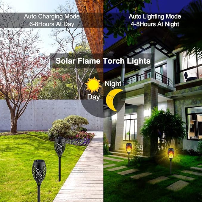 Kurifier 12Pack Flickering Flame Solar Torch Lights - Image 2