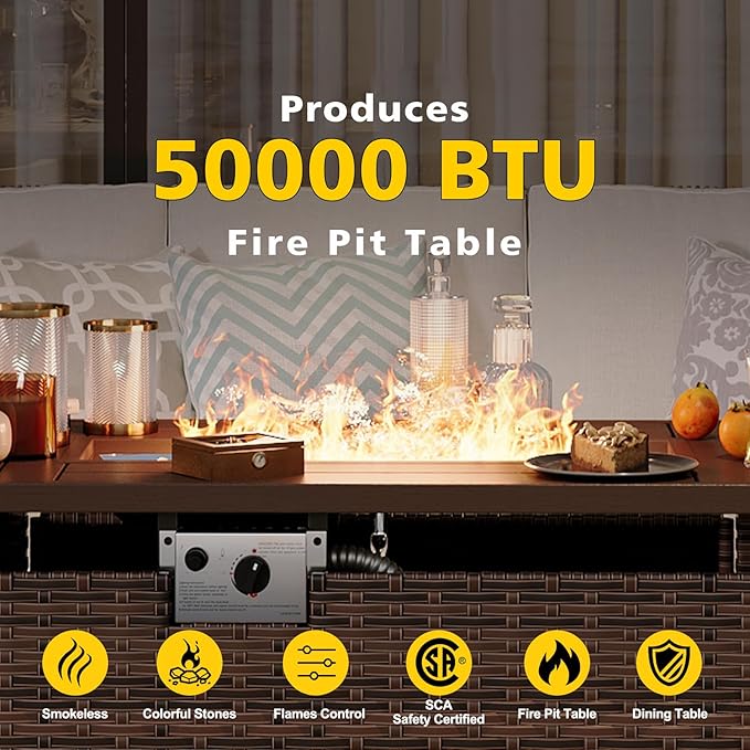 Aoxun Patio Furniture Set with Fire Pit Table, 12 Piece Outdoor Sectional Sofas - Image 4