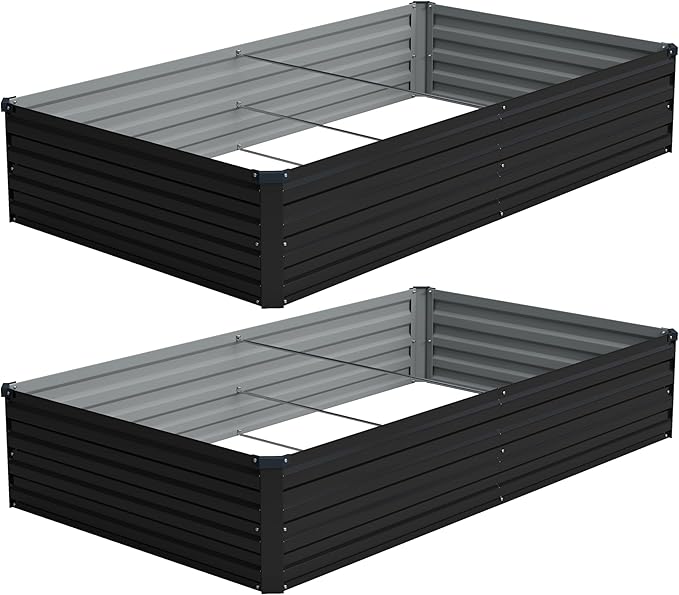 8x4x1ft Galvanized Raised Garden Bed, Outdoor Planter Box Metal Patio Kit by Foxlang