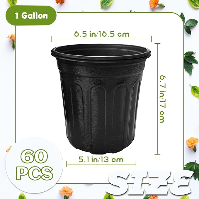 OJYUDD 60 Pack 1 Gallon Flexible Plant Nursery Pots, Thickened Soft Plastic - Image 2