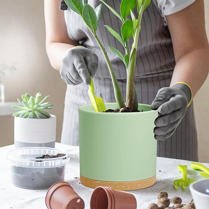 8 Inch Medium Flower Pots for Indoor Outdoor Plants, Cylinder Deep Plant Pots - Image 5