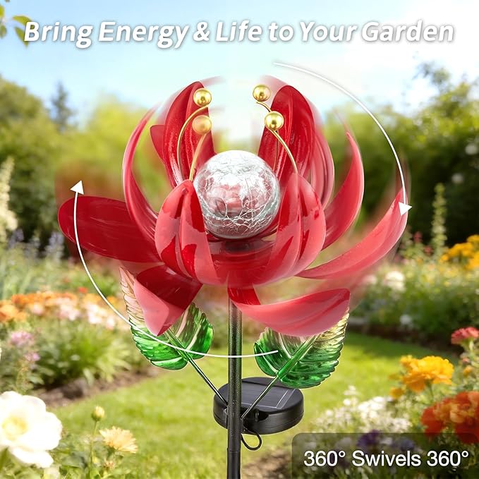 Solar Lights Outdoor Garden Decor, Solar Wind Spinner Yard Decorations Gifts - Image 4
