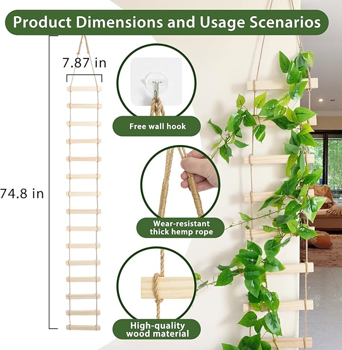 Wooden Ladder Plant Trellis for Climbing Plants – 6ft Extra Tall Indoor & - Image 2