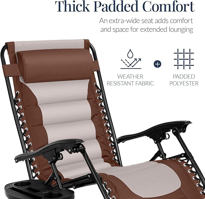 Best Choice Products Oversized Padded Zero Gravity Chair, Folding Outdoor Patio - Image 4