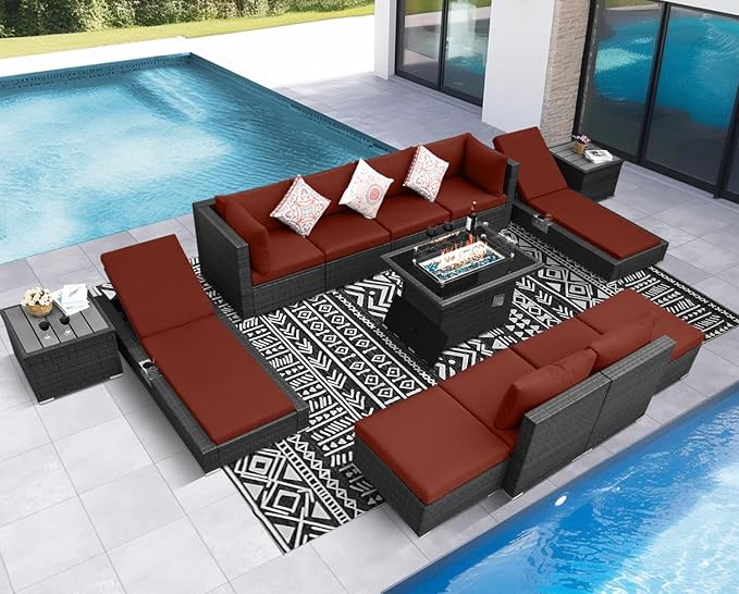 NICESOUL 13 Piece Wicker Outdoor Patio Furniture Set by NICESOUL