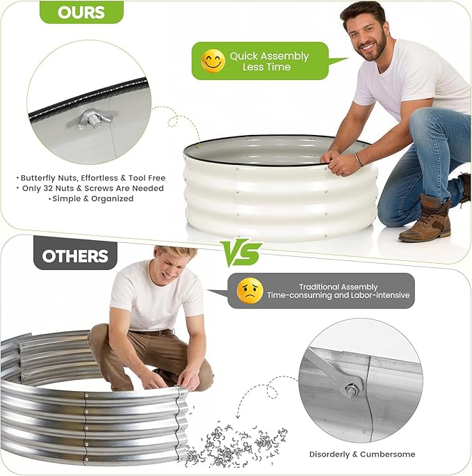 ZORMY Galvanized Raised Garden Bed Outdoor, Round Metal Planter Boxes 2 Pcs - Image 5