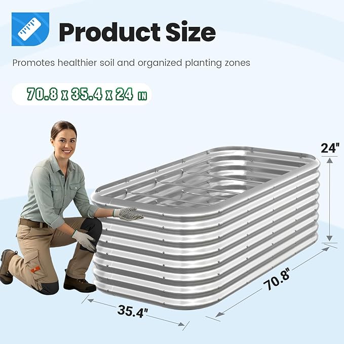 Quictent Raised Garden Bed Kit Oval Galvanized Metal Planter Box Tall - Image 5