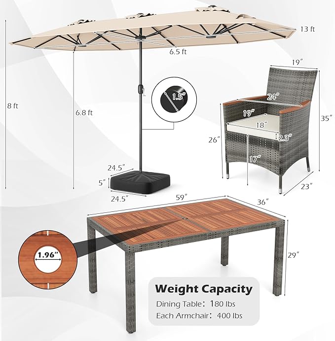 Tangkula 9 Piece Rattan Outdoor Dining Set - Image 6