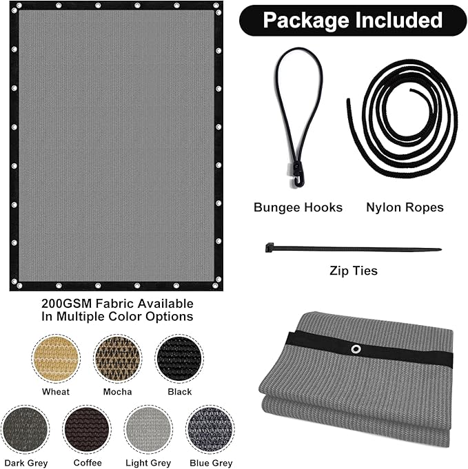 Artpuch 90% Sun Shade Cloth, 8 x 16 FT Pergola Shade Cover Canopy - Image 7