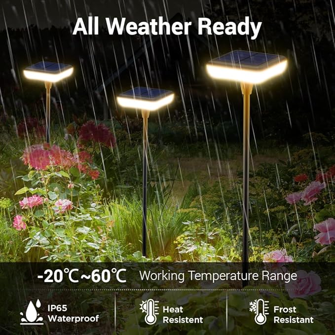 Solar Lights Outdoor Pathway 8 Pack IP65 Waterproof 31" Solar Garden Lights 2 - Image 5