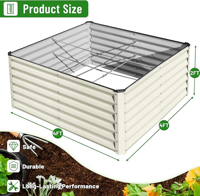 SnugNiture Galvanized Raised Garden Bed 4x4x2FT Outdoor Large Metal Planter Box - Image 2