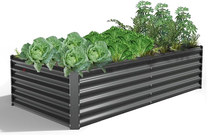 A ANLEOLIFE 6X3X1.5 ft Galvanized Raised Garden Beds Outdoor, Rectangular Metal by AAnleolife