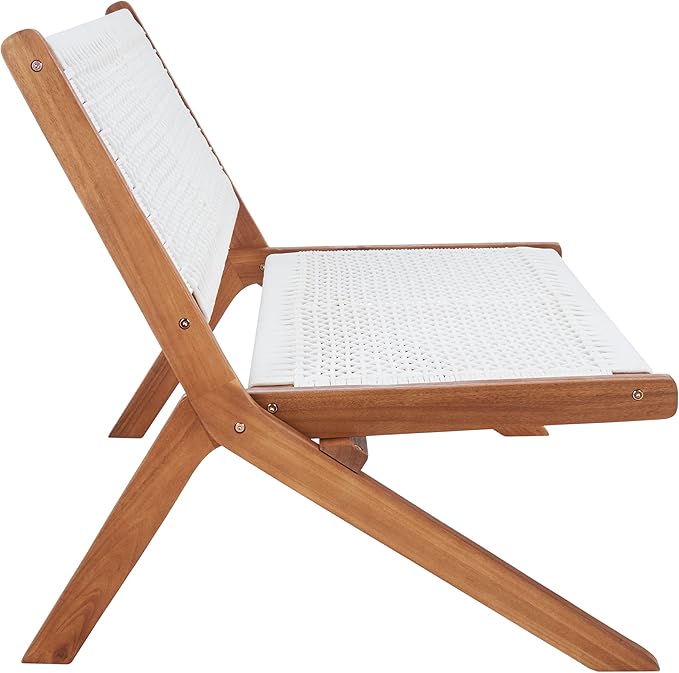 SAFAVIEH Outdoor Collection Kobina Natural Acacia Wood/White Rope Foldable Bench - Image 6