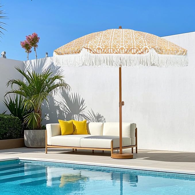 AMMSUN 7ft Patio Umbrella with Fringe Outdoor Tassel Umbrella UPF50+ Premium - Image 4