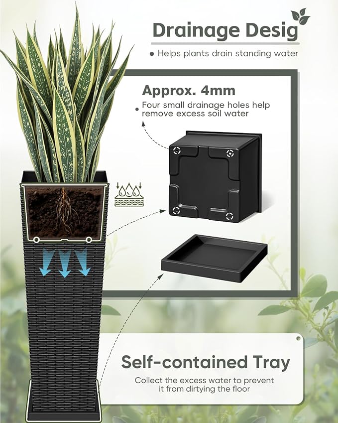 Greesum Set of 2 Tall Plastic Planters - Image 4