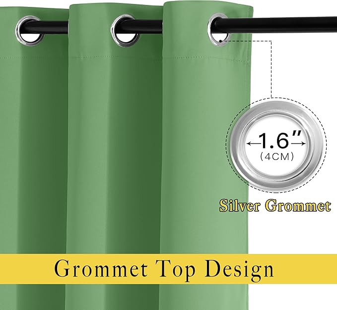 NICETOWN Froest Green Blackout Curtains 84 inch Length, Grommet Top Room - Image 5