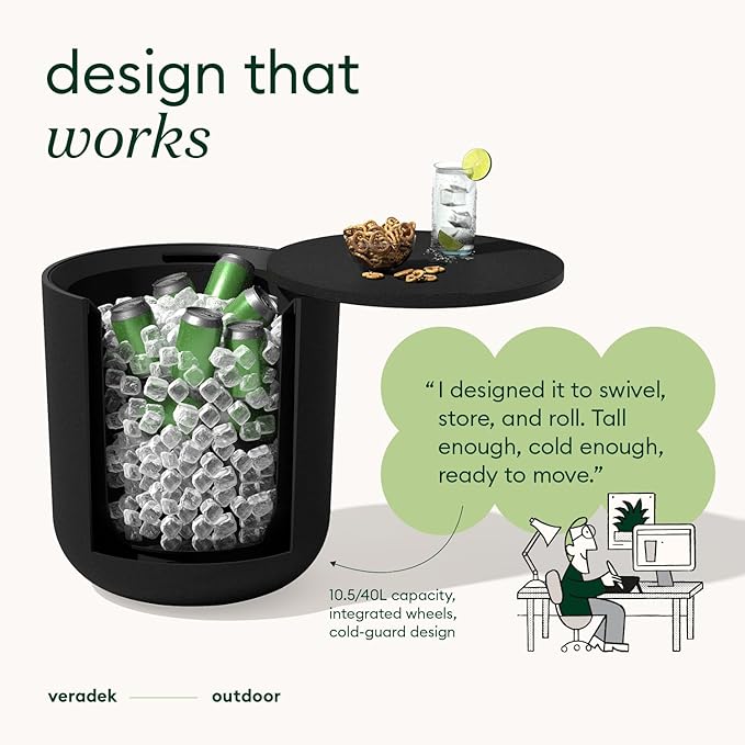 Veradek Kona Cooler Side Table – 2-in-1 Outdoor Patio Side Table w/Cooler | - Image 3