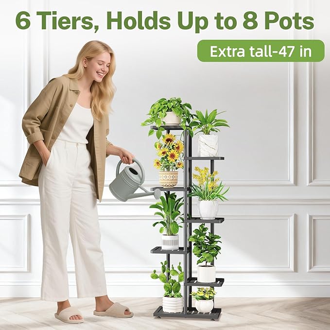 iDavosic.ly Plant Stand Indoor Outdoor, 6-Tier Tall Metal Flower Shelf - Image 5