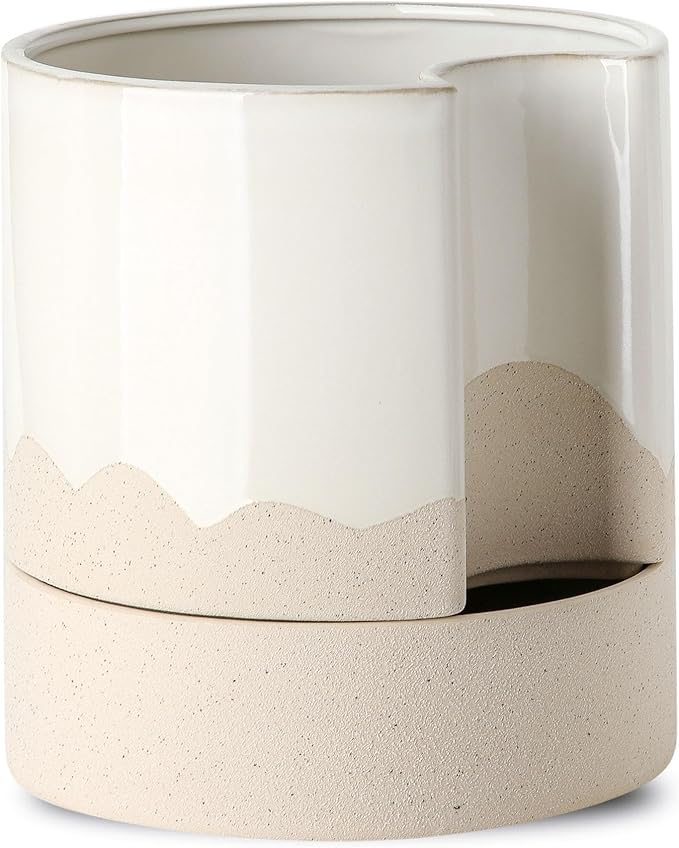 Nihow Self Watering Plant Pot: 8 Inch Ceramic Planter by Nihow