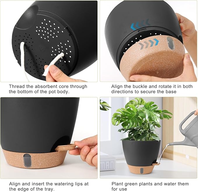 Plant Pots, 12/10/9/8/ Inch Large Plastic Self Watering Flower Pots Indoor - Image 4