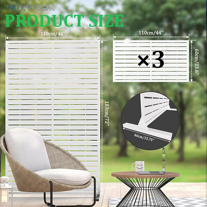 6FT Metal Privacy Screen Outdoor Privacy Panel and Garden Divider, - Image 9