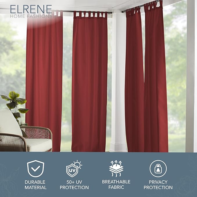 Elrene Home Fashions Matine Weatherproof Tab-Top Indoor/Outdoor Solid Color - Image 2