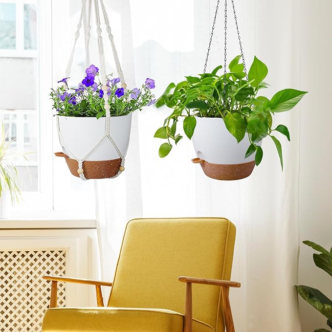 10 inch Self Watering Hanging Planters, 2 Pack Hanging Baskets - Image 7