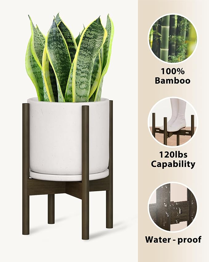 Adjustable Plant Stand Indoor, Bamboo Plant Stand Fits 8 9 10 11 12 Inches - Image 2