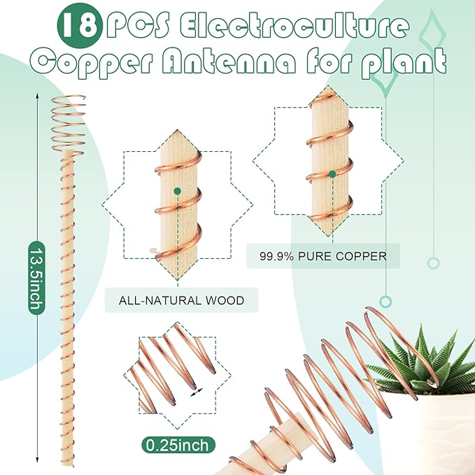18 Pcs Electroculture Plant Stakes 13.5 Inches Long Copper Garden Stakes - Image 2