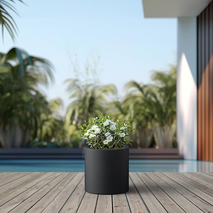 Kante 12.6" Dia Round Concrete Planter, Modern Style Large Cylindrical Plant Pot - Image 5