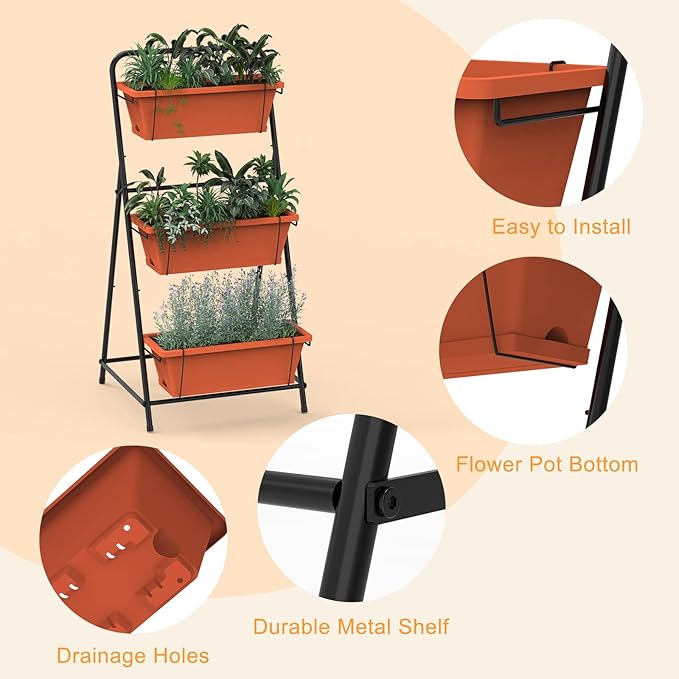 Vertical Raised Garden Bed 3 Tier Elevated Garden Planters Standing Planter Box - Image 3