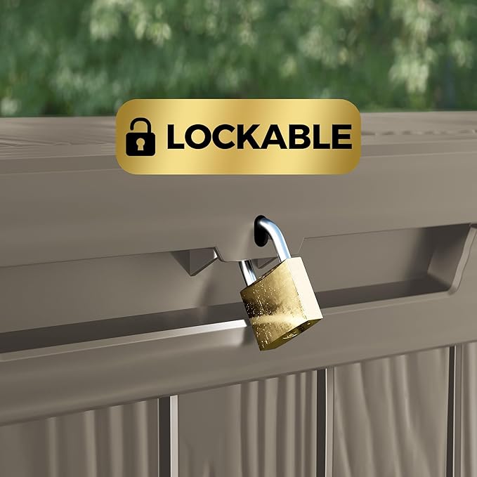 TARKARI 80 Gallon Lockable Resin Deck Box, Waterproof & UV-Resistant Outdoor - Image 7