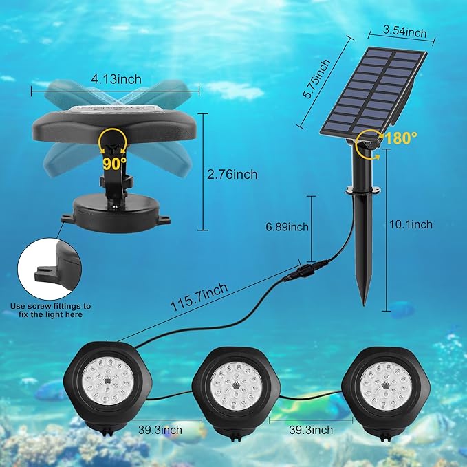 Solar Pond Lights, 18 LED Super Bright RGB LED Underwater Spotlights Color - Image 5