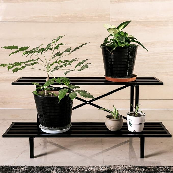 Zhongma 2 Tier Sturdy Metal Plant Stand Heavy Duty Plant Holder by Zhongma