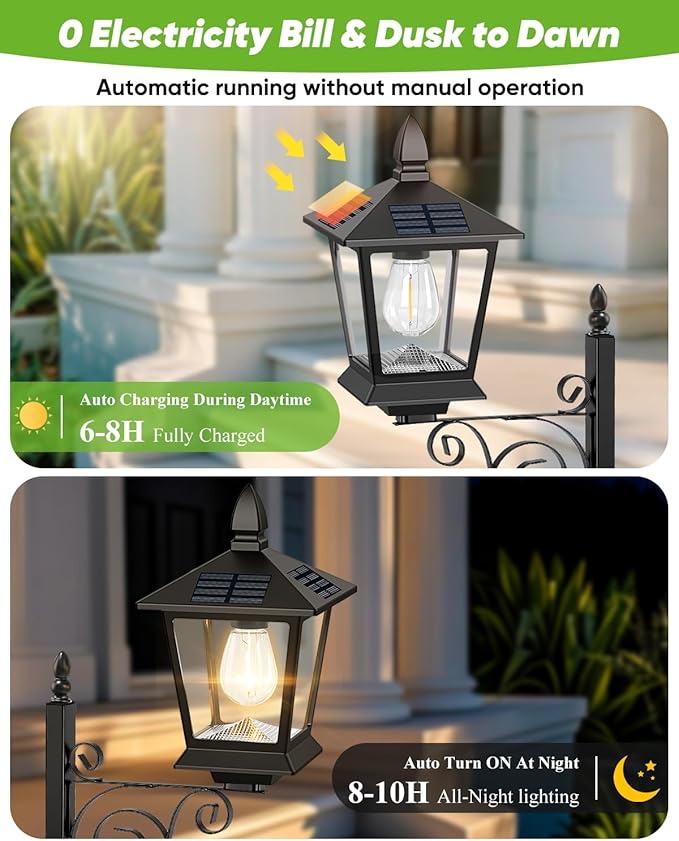 2-Pack Solar Lamp Post Light - Image 3