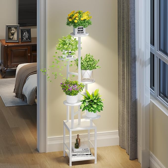Plant Stand Indoor with Grow Light, 6-Tiered Tall Plant Stand Indoor, Metal by Homsorout
