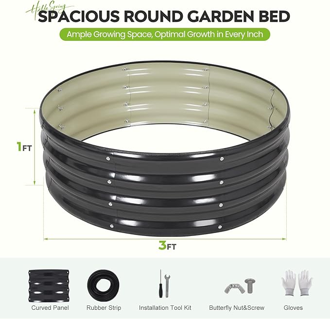 ZORMY Galvanized Raised Garden Bed Outdoor, Round Metal Planter Boxes 2 Pcs - Image 2