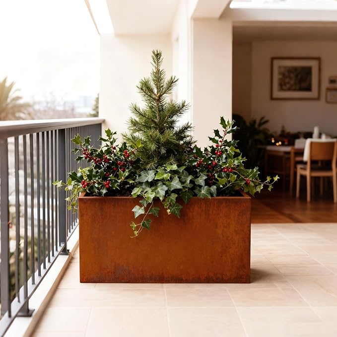 Corten Steel Outdoor Planter Box 32" x 15" x 24" - Image 2