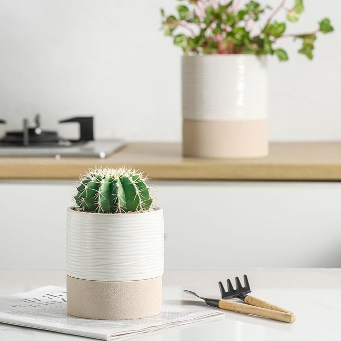 Nihow Self Watering Plant Pot: 4.5 Inch Ceramic Planter - Image 4