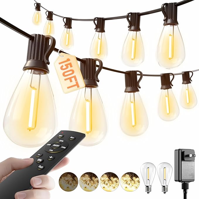 luckystyle 150FT LED Outdoor String Lights by luckystyle