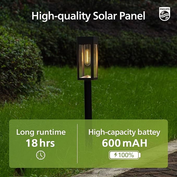 Philips 8 Packs Solar Pathway Lights Outdoor, Glass Metal Led Garden Landscape - Image 5