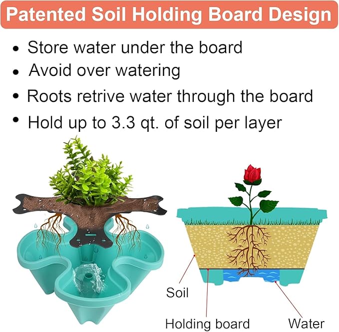 Vertical Planter 3 Tier Stackable Planters Garden Planters Strawberry Herb - Image 5