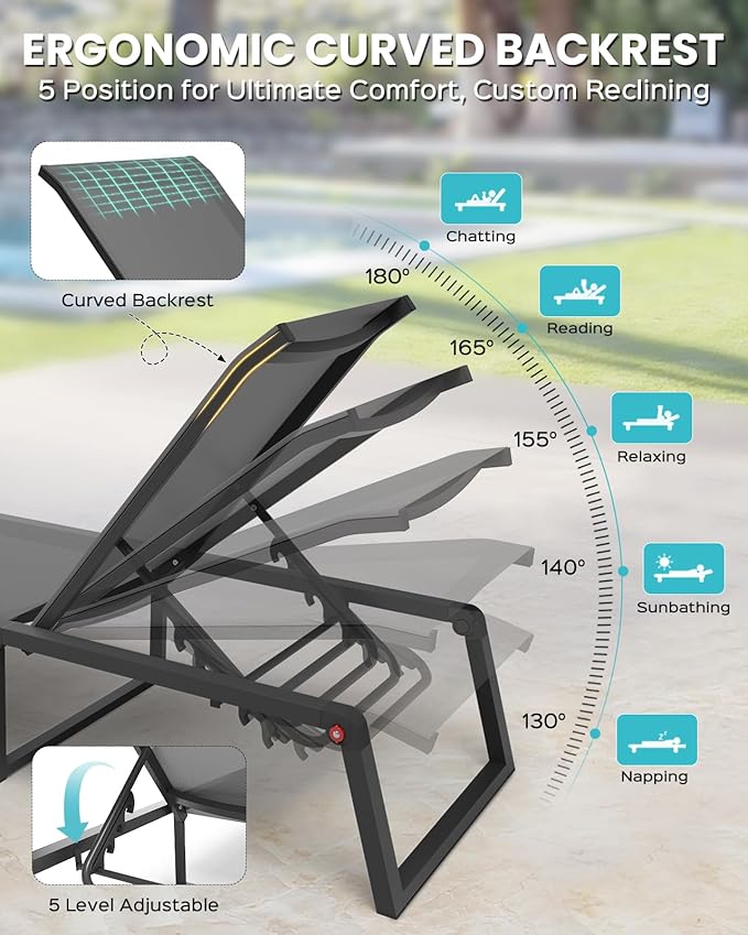 Aluminum Pool Lounge Chairs Set of 2 - Image 4
