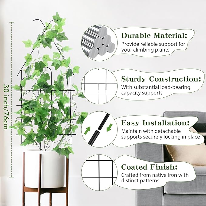 ZOUTOG Trellis for Climbing Plants Indoor 4 Pack 30 Inch, Rustproof Metal - Image 3