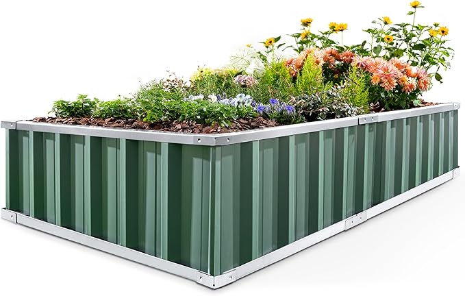 KING BIRD Raised Garden Bed 68"x 36"x 12" Galvanized Steel Metal Outdoor Garden by KINGBIRD