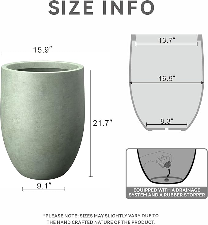 Kante 21.7" H Mint Green Tall Planter, Large Outdoor Indoor Decorative Pot - Image 2