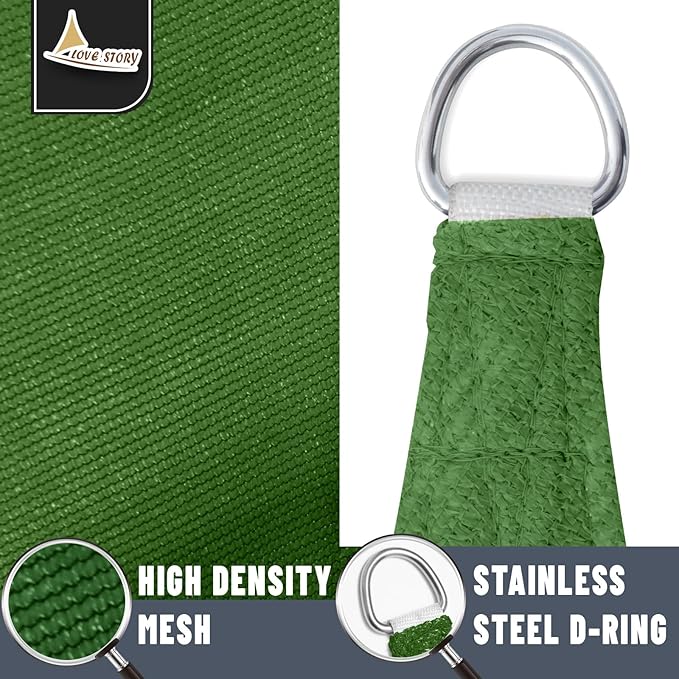 LOVE STORY Custom Size 6'x10'x11.7' Piquant Green Sun Shade Sail Right Triangle - Image 5