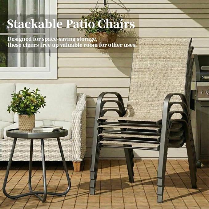 MAMIZO Patio Dining Chairs, Stackable All Weather Teslin Chair, Heavy Duty - Image 6