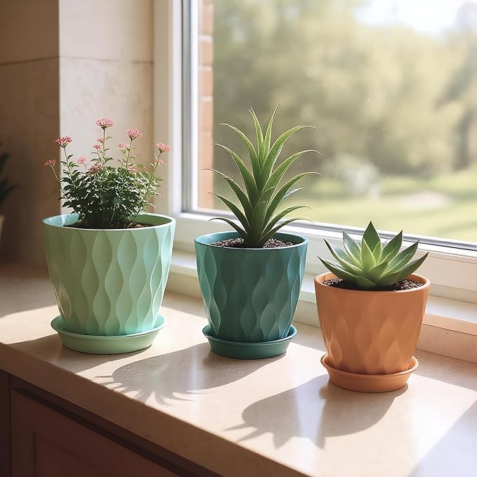 7/6.5/6/5.5/5/4.5/4 inch Plastic Plant Pots, 7 Pack Flower Planter - Image 7